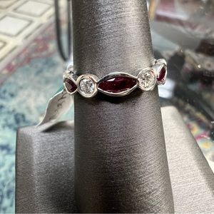 14k White Gold Diamond & Ruby Eternity Band Ring